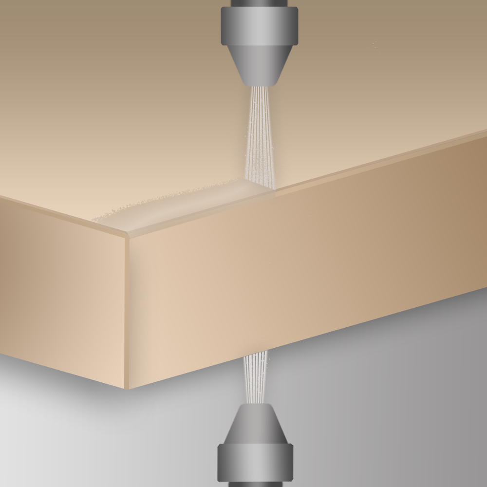 Maschinelle Anwendung des STOPGAP Fluids mit Präzisionsdüsen.